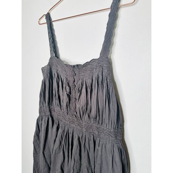 THE GREAT Black 100% Cotton Cachet Midi Lace Detail Button Midi Dress Size 2 - Picture 14 of 16